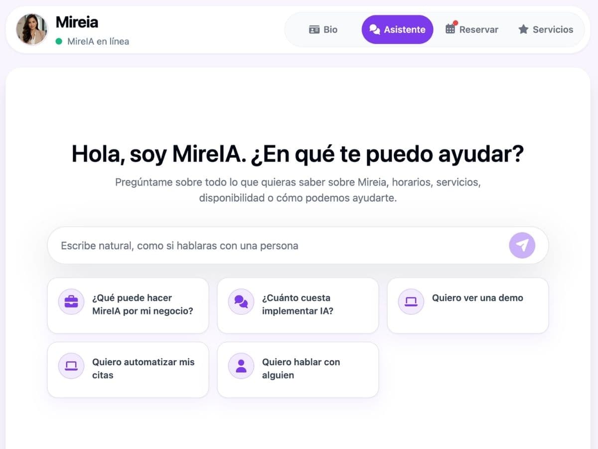 Panel de referencia para revisar conversaciones y oportunidades capturadas por MireIA